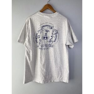 Vintage US Navy Hanes Beefy T Shirt Grey Mens Large